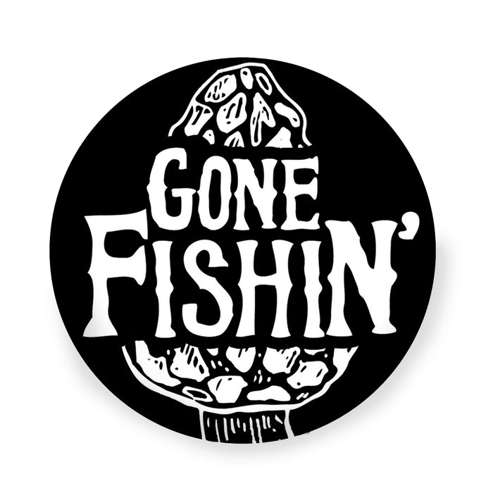The Gone Fishing Vinyl Decal Sticker - 3x3” moon