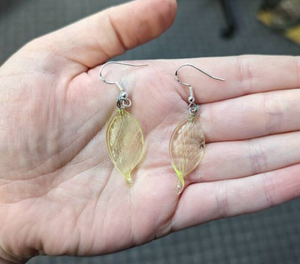 Swirled Leaf Uranium Glass Earrings (Sterling)