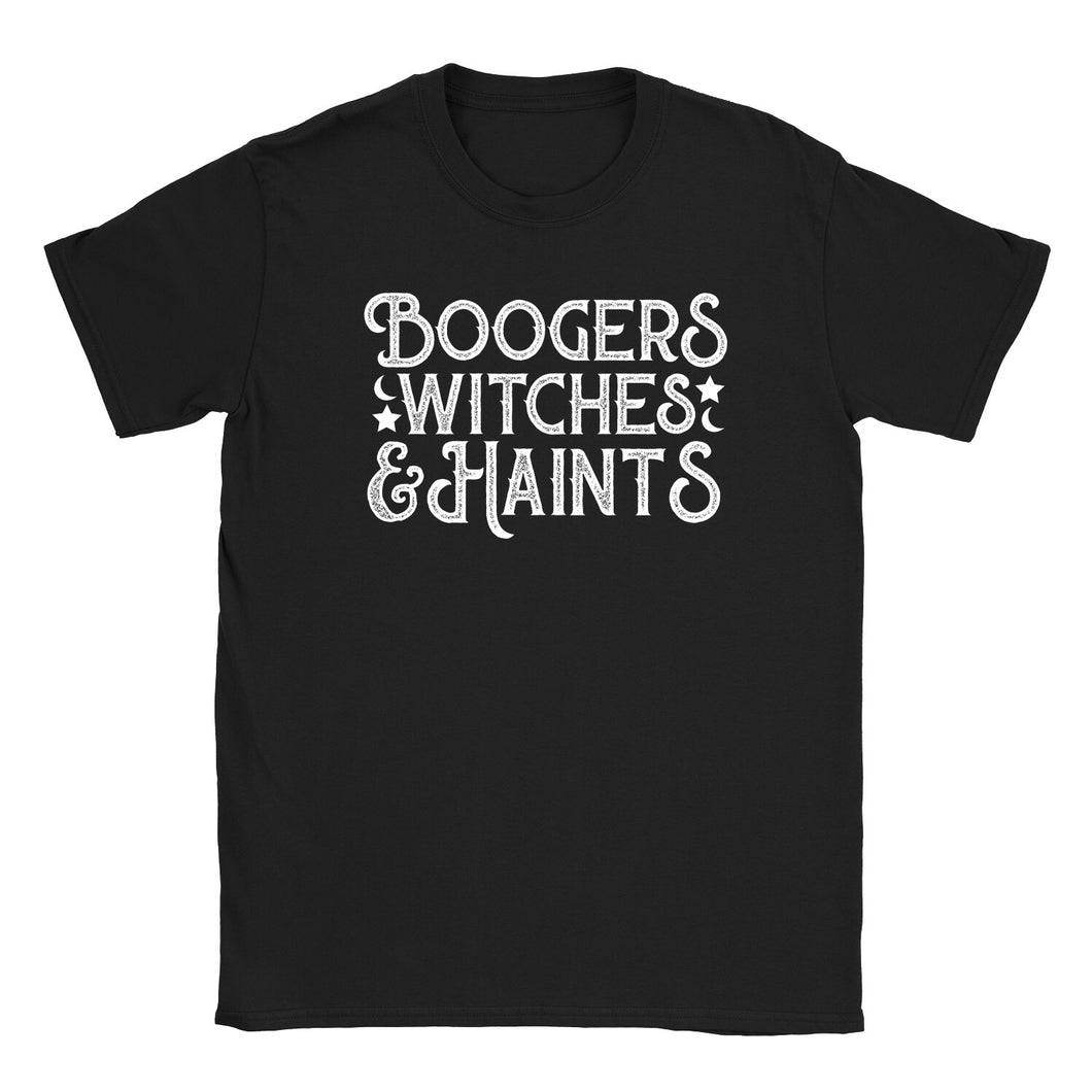 Boogers Witches and Haints black short sleeve tee.